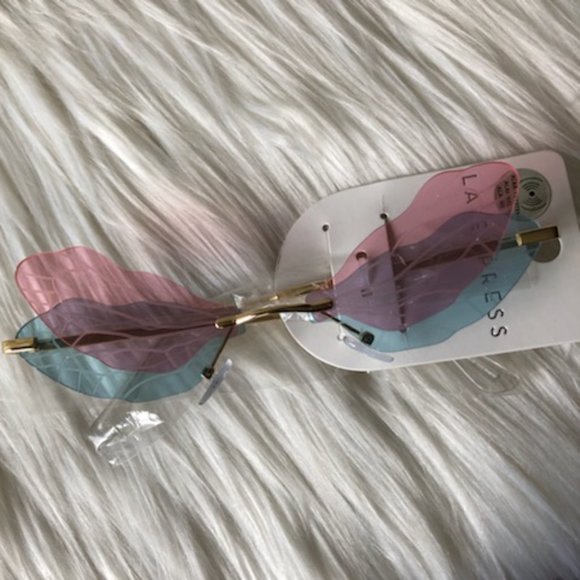 LA Express Rimless Winged Sunglasses - Picture 2 of 9